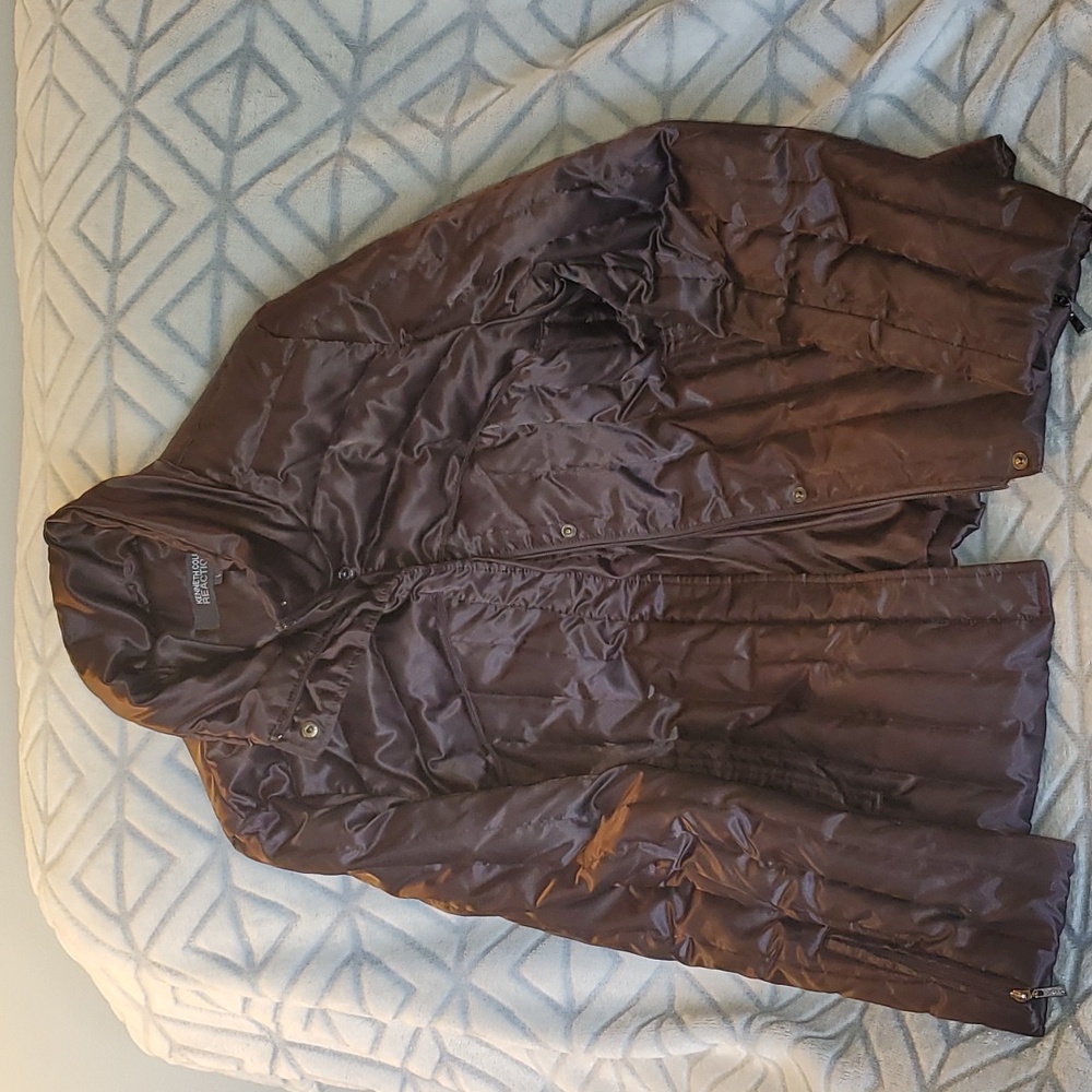 Kenneth Cole Reaction Womens lightweight down jacket coat brown
